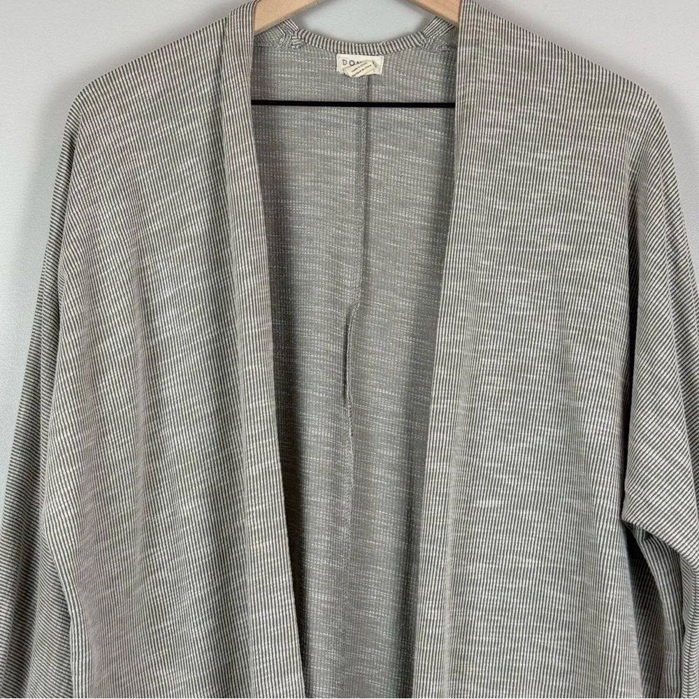 Anthropologie Donni Cardigan Women OS Gray Striped Knit Open Front Duster Casual
